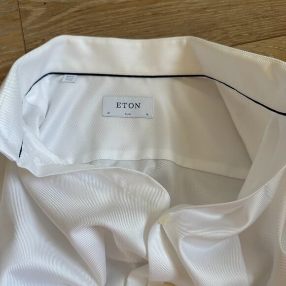 Eton White Signature Twill Slim 41 16 Dress Shirt - Picture 9 of 12
